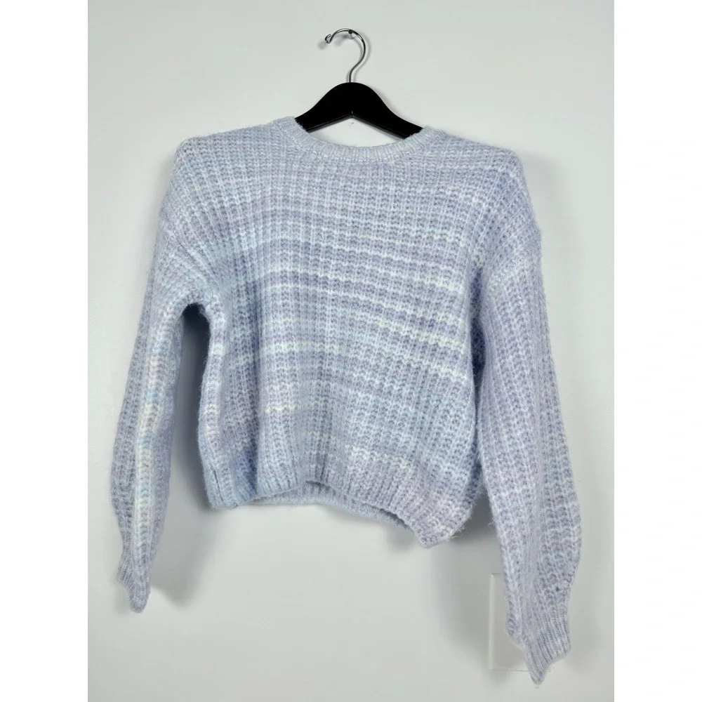 Jessica Simpson Cropped Oversized Sweater Women S Pastel Rainbow Wool‎ Blend